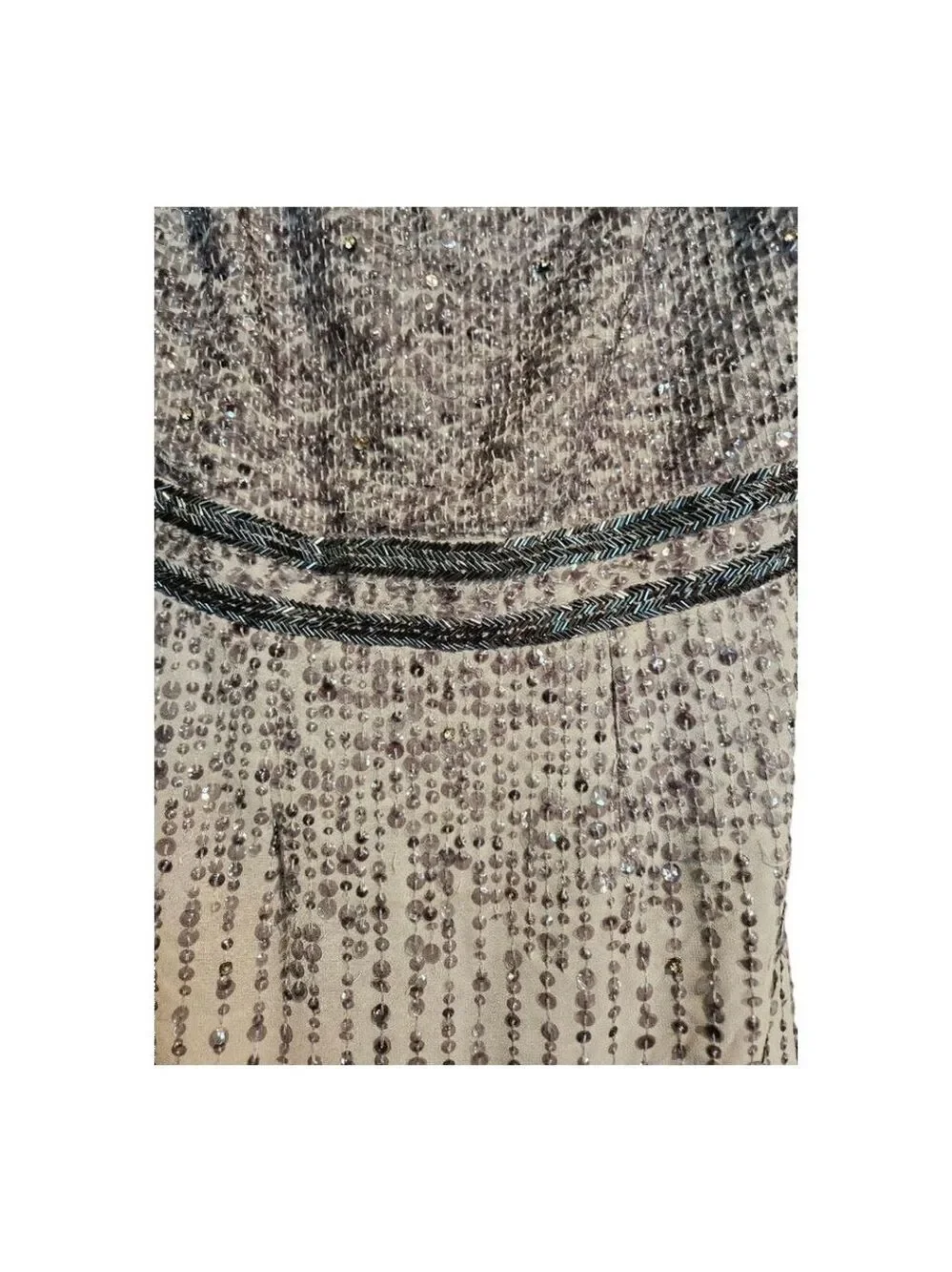 Mac Duggal Sequin Embellished Midi Dress Grey Size 6 - Picture 5 of 11